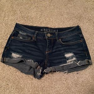 Aeropostale Dark Wash Distressed shorts with Sewn Cuff, size 0